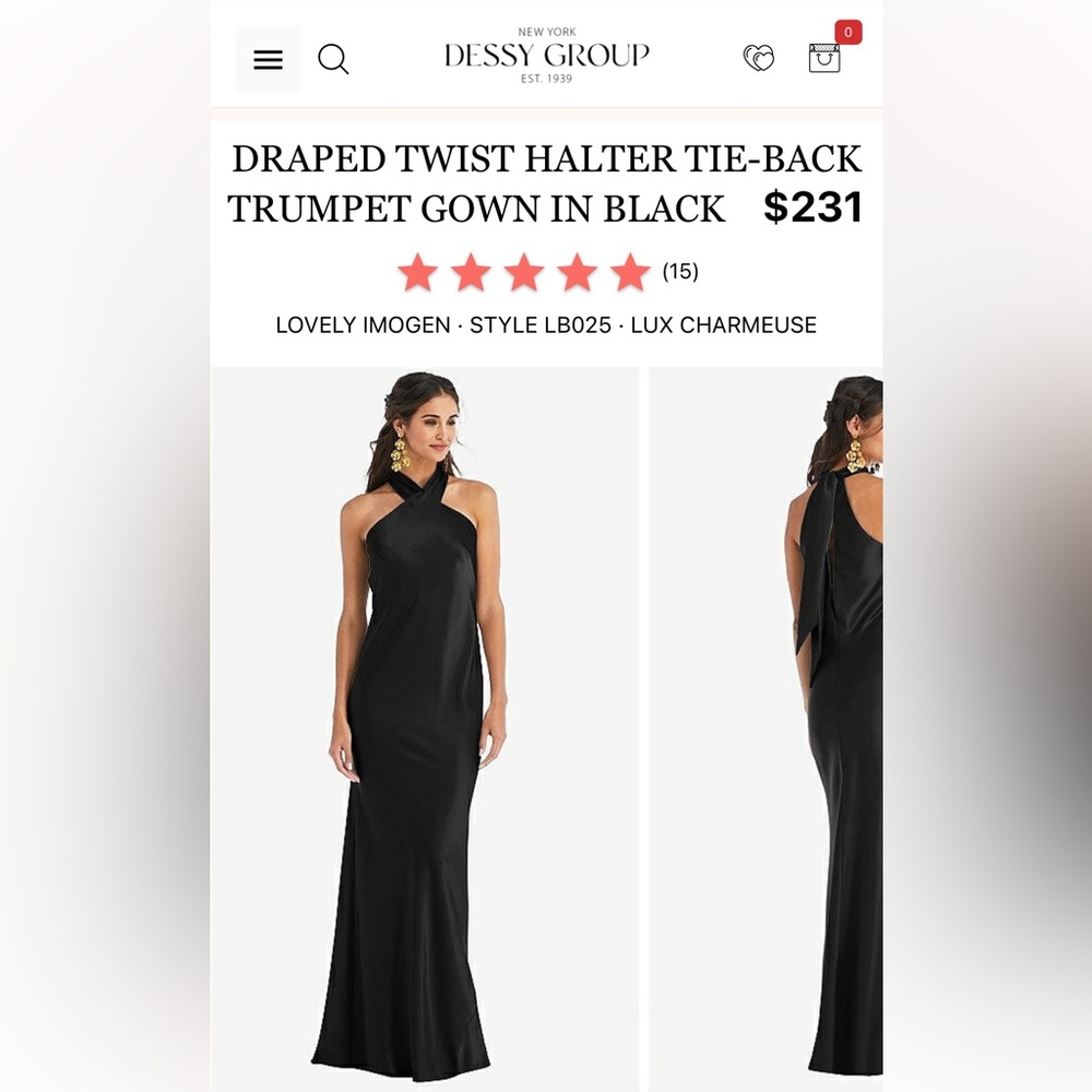 DESSY GROUP Draped Twist Halter Tie-Back Trumpet Gown In Black - w/ EXTRA LENGTH - Picture 3 of 10